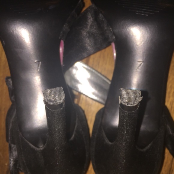 EUC Black Satin Heels - Picture 3 of 4